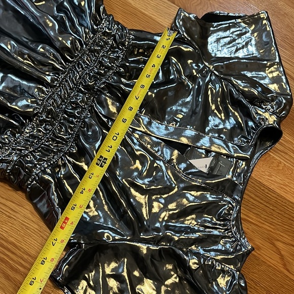 Anthropologie The Somerset Maxi Dress: Metallic Edition Tiered Silver Size S NWT - Picture 11 of 12